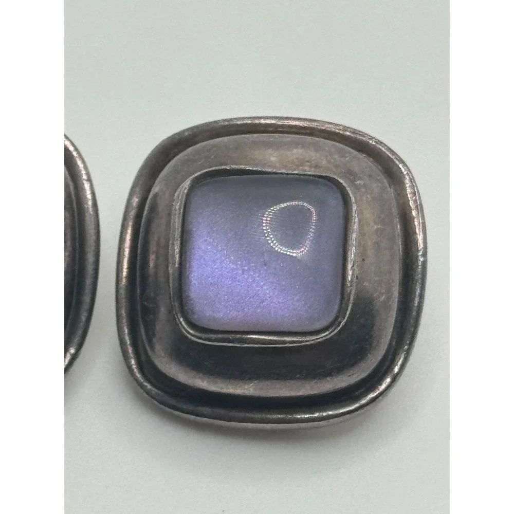 2001 Steve Vaubel Sterling Silver‎ Glass Clip On Earrings
